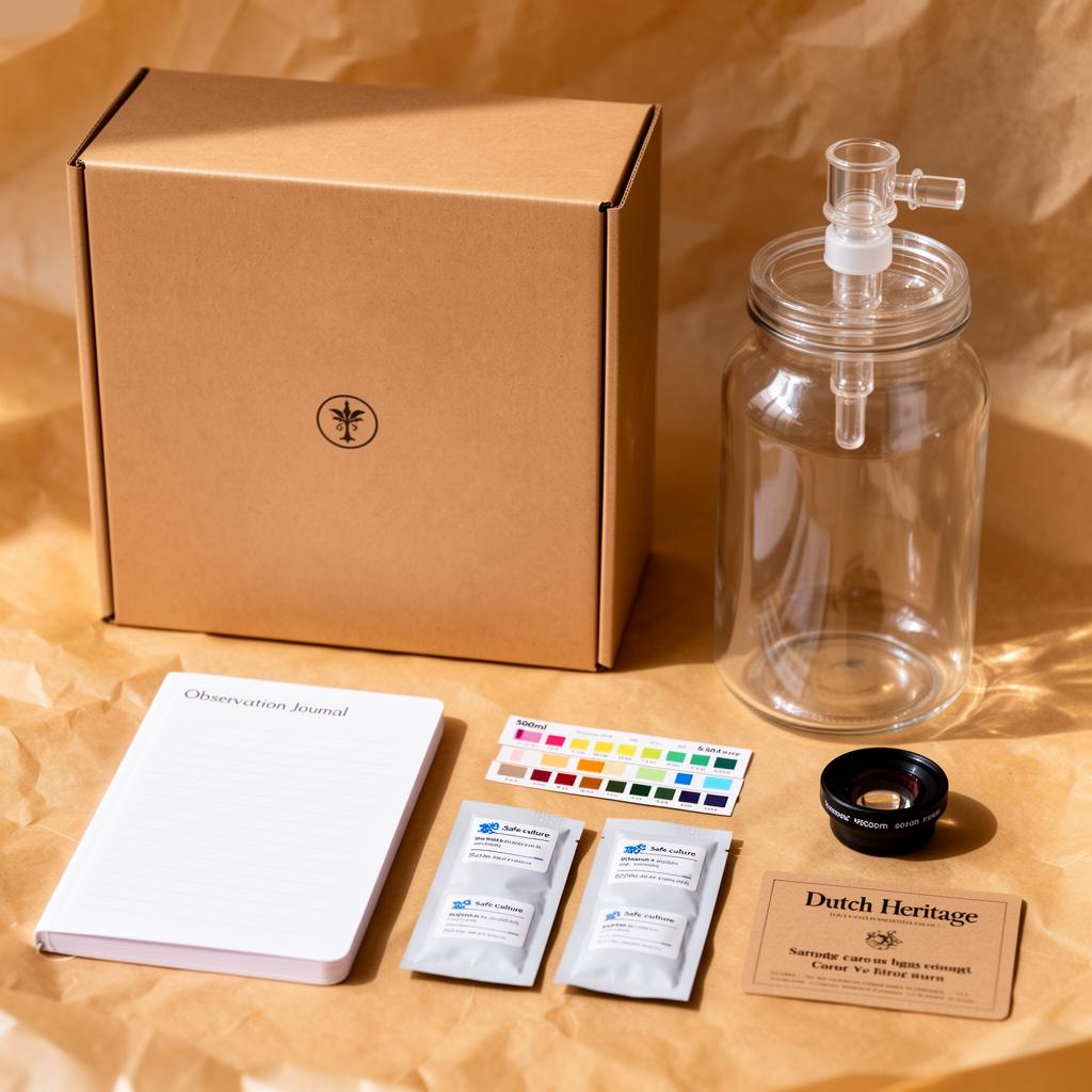 Animalcules fermentation kit components laid out on parchment paper